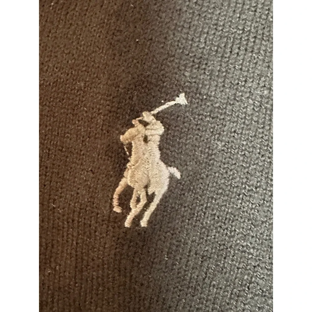 Polo Ralph Lauren Mens Black Pima Cotton V-Neck Sweater Size Large Pony Logo